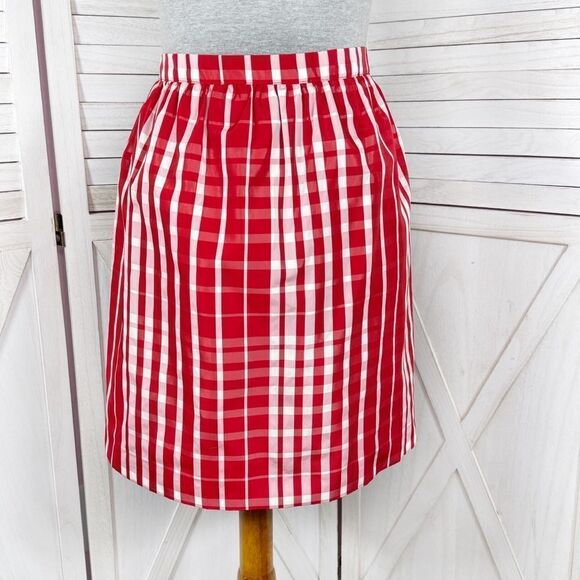 Vineyard Vines Girls Gingham Check Silk Blend Taffeta Skirt Red White XL - Picture 1 of 13
